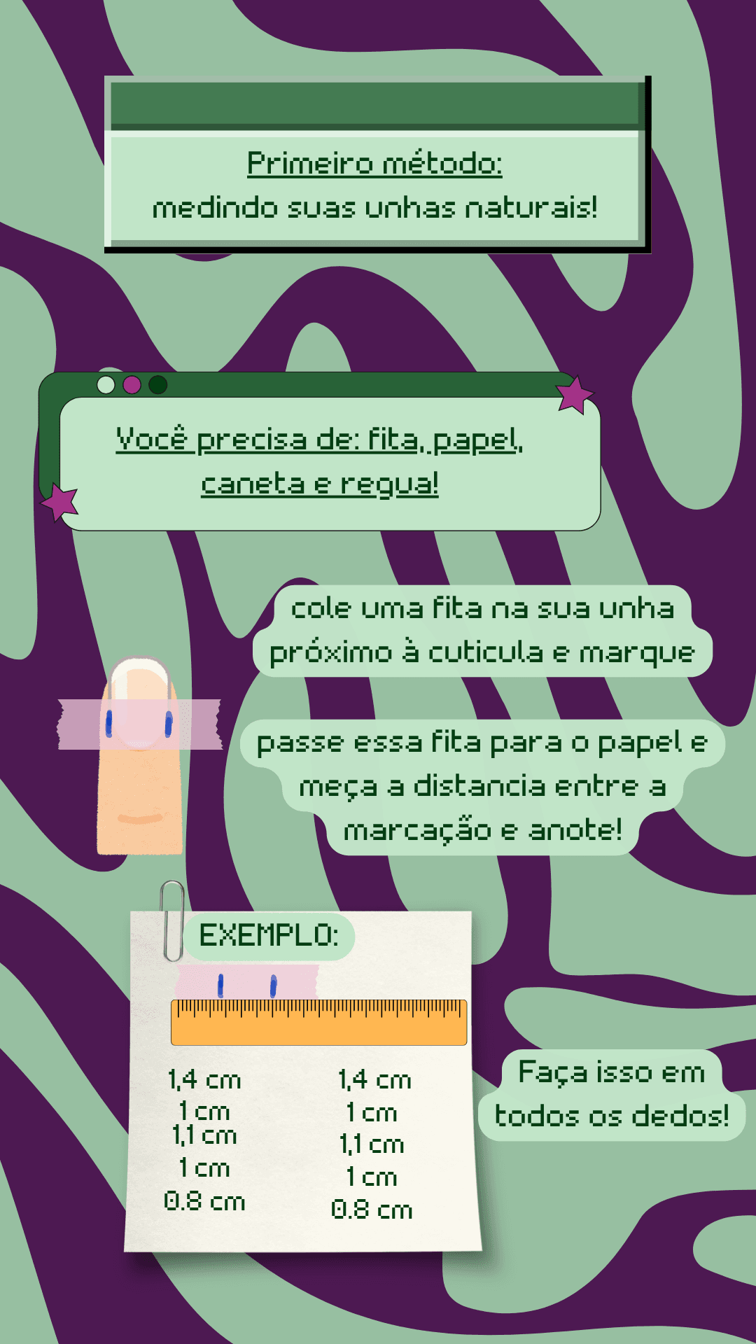 Como medir suas unhas com régua